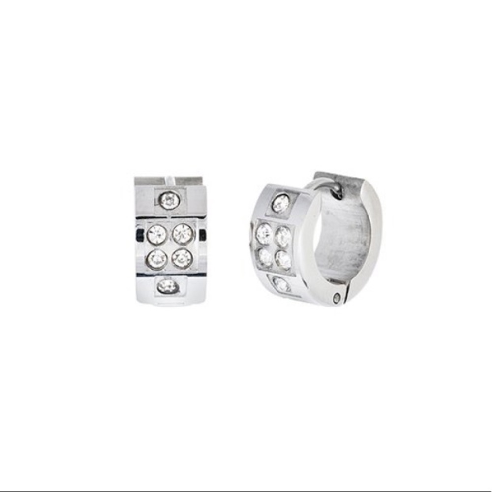 (6) Crystal & Stainless Steel Huggie Earrings